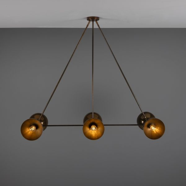 Eclipse Brass Dome Chandelier, Six-Light